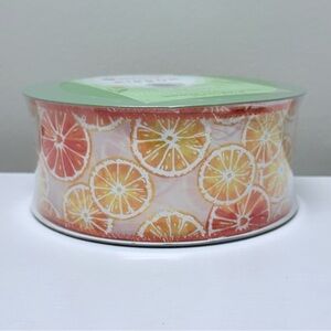 New Premium wired edge ribbon, 50 yds × 2.5", Citrus Slices- Orange & Yellow